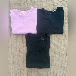 Black Ribbed Tank Top & Pink &. Black Tees